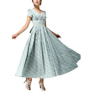 XIAOLIZI Floral Feminine Linen Dress